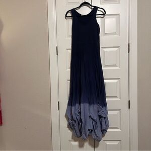 Solitaire Navy and Light Blue Cotton Maxi Dress